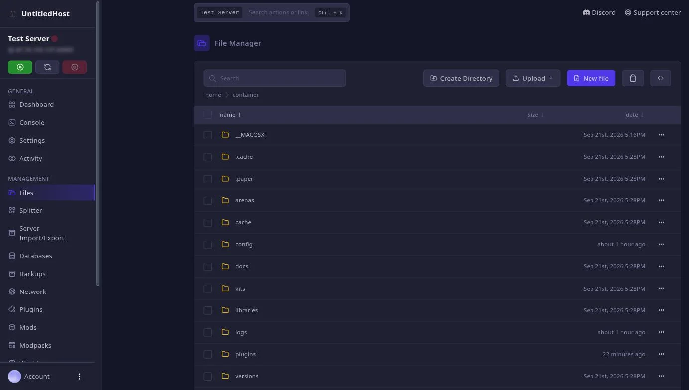 The file manager on the panel